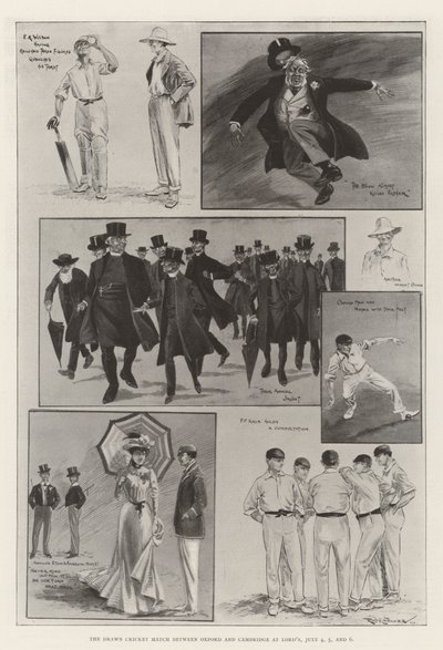 7月4日、5日、6日、オックスフォードとケンブリッジのドロークリケットマッチ 作： Ralph Cleaver